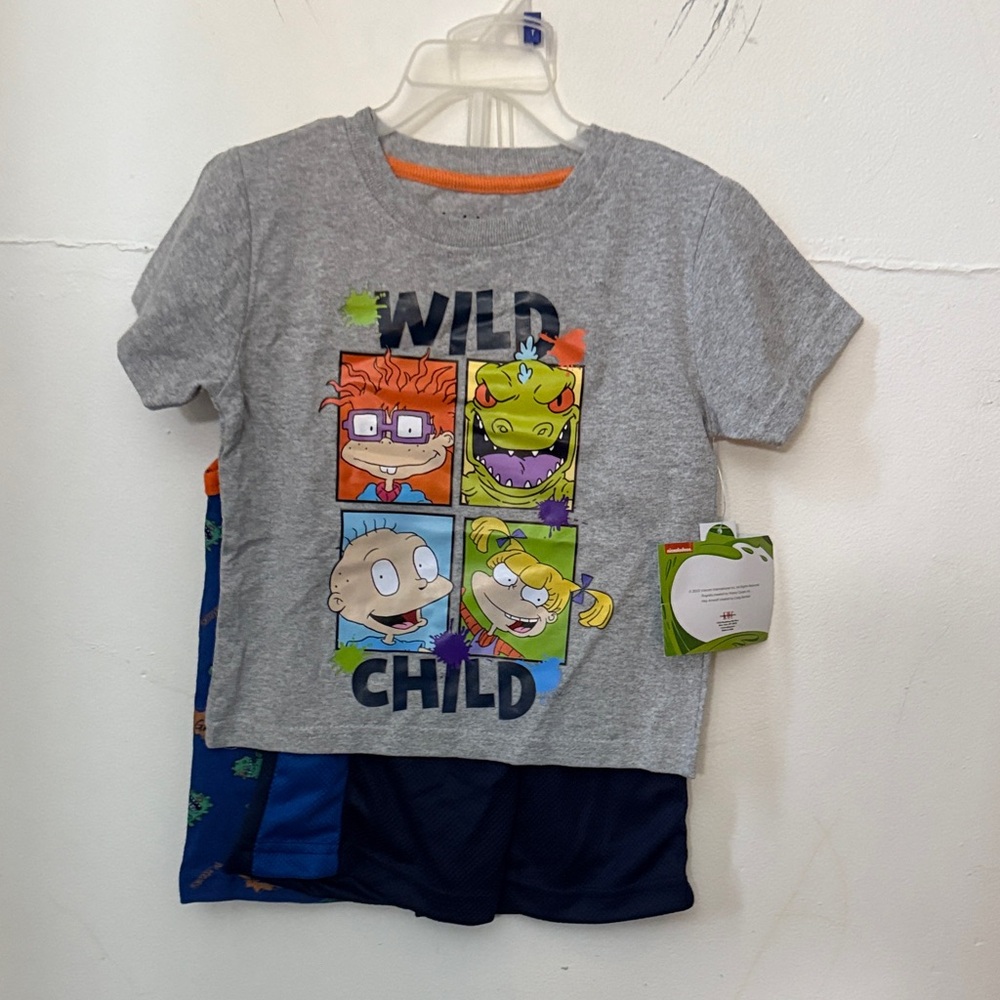 Nickelodeon Gray Wild Child T-Shirt with Colorful Characters